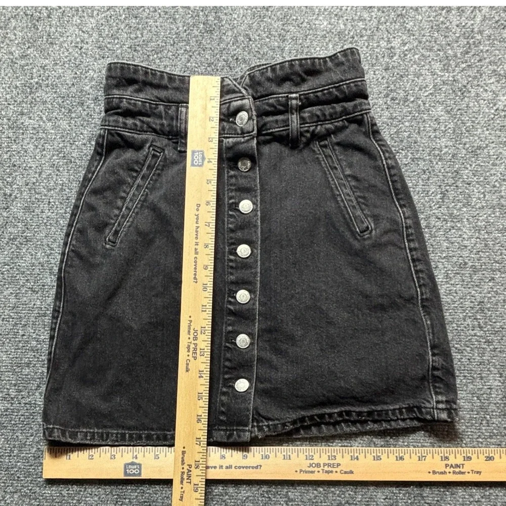 Pilcro and the Letterpress Black Denim Button Front Mini Skirt High Waist Size 0